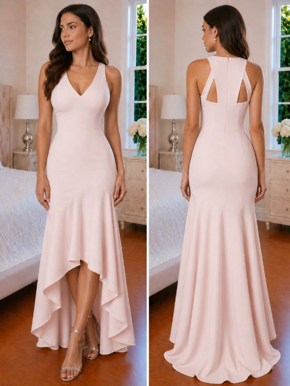 Jay Godfrey Pink Blush Flutter Cut Formal Gown $547